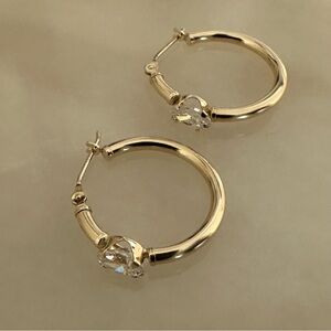 14k Gold & CZ Hoop Earrings